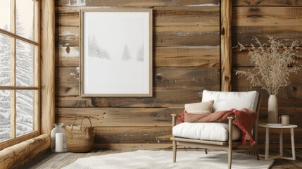 escape to a cozy cabin retreat with this minimalist mock up