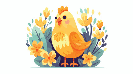 vector flat easter chicken egg icon. Spring holiday