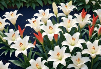 Obraz premium Lilies flower closeup Realistic Light understand sun light significantly summer season flower concept