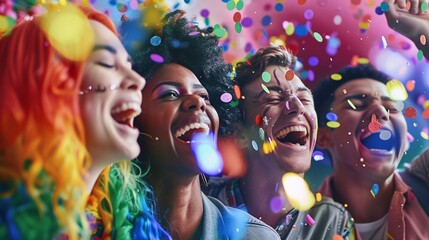 LGBQ+ with rainbow to celebrate, (generative AI)