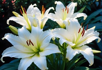 Fototapeta premium Lilies flower closeup Realistic Light understand sun light significantly summer season flower concept