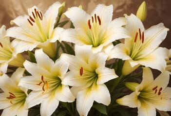 Obraz premium Lilies flower closeup Realistic Light understand sun light significantly summer season flower concept