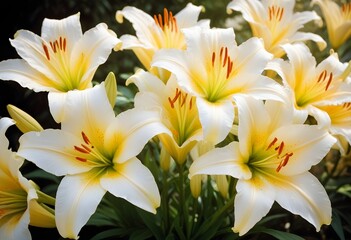 Fototapeta premium Lilies flower closeup Realistic Light understand sun light significantly summer season flower concept