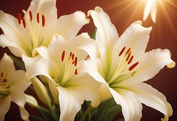 Fototapeta premium Lilies flower closeup Realistic Light understand sun light significantly summer season flower concept