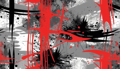 Naklejka premium Abstract grunge pattern, fashionable design in red, black and grey illustration created with generative ai.
