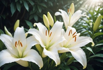 Fototapeta premium Lilies flower closeup Realistic Light understand sun light significantly summer season flower concept