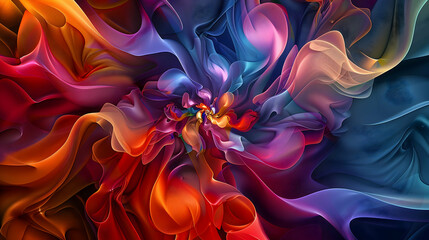 Dynamic abstract fluid art featuring vibrant, swirling colors and intricate patterns, creating a...