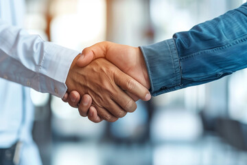 Businessman shaking hands with partner, business and development concept	