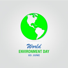 world environment day - green Globe - 05 june world environment day, gray background banner

