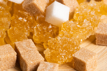 Traditional Uzbek navat sugar, cane sugar and refined sugar.