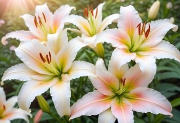 Fototapeta premium Lilies flower closeup Realistic Light understand sun light significantly summer season flower concept