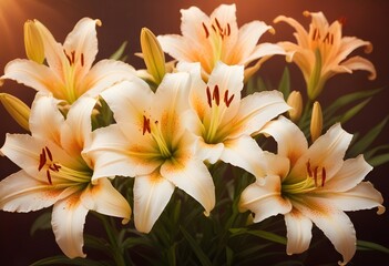 Lilies flower closeup Realistic Light understand sun light significantly summer season flower concept