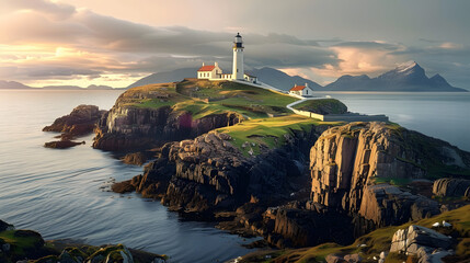Skye island Nest Point lighthouse in Highland.