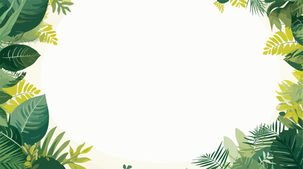 Vector green leaves frame background template white