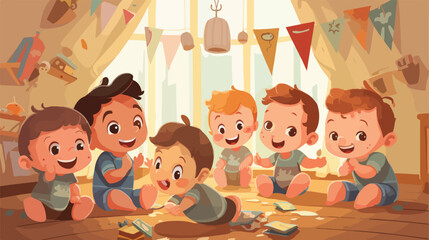 Vector illustration of a childrens room with cheerf