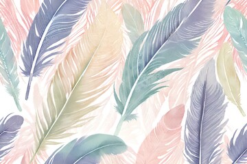 A close-up photo of the delicate structure of a bird feather, Watercolor feather