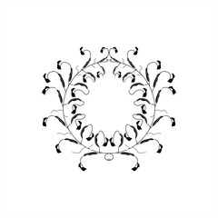 minimalist silhouette illustration of a nepenthes plant tendril. for icons or logos. as a round frame