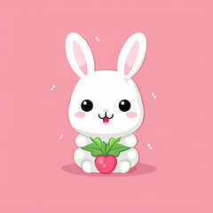 bunny cute cartoon cheerful light pink  background 