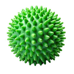 Green rubber massage ball with spikes Isolated on transparent background