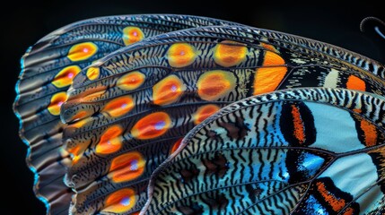 Close-up of a butterfly's colorful wings