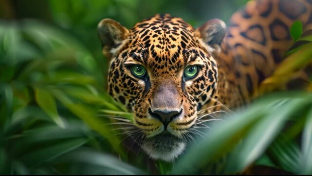 Leopardo agazapado en la jungla a punto de atacar, creada con