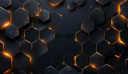 abstract black background with hexagon pattern