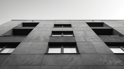 Black and white facade of modern building