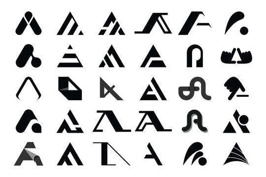 set of letter a design with icon concept