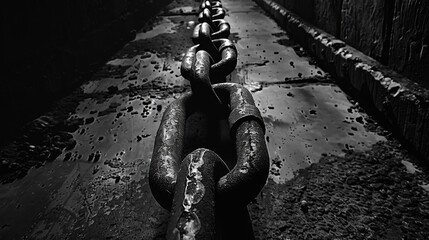 Dark chain on a concrete surface