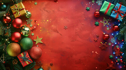 The concept of Christmas and New Year holidays. Christmas background. Red.