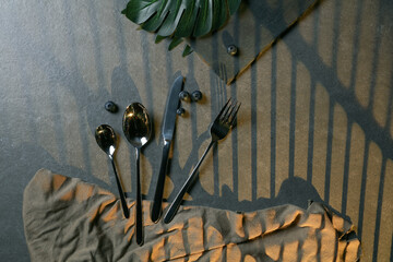 beautiful cutlery set on non isolated background