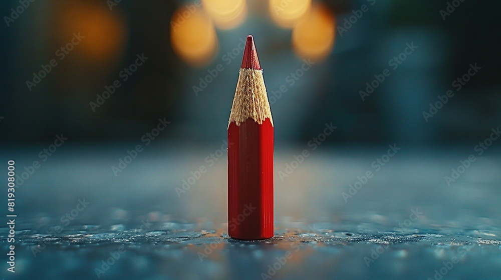 Aufkleber a sharp focus on a red pencil with hazy background lights