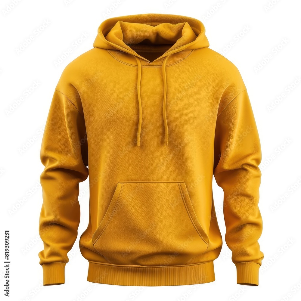 Wall mural  Saffron sweatshirt template. Sweatshirt long sleeve with clipping path, hoody for design mockup for print, white background