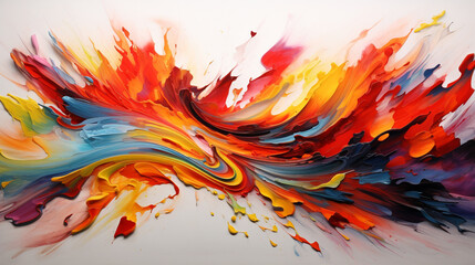 Fiery bursts of paint erupt from the canvas, creating a mesmerizing abstract display of intense energy.