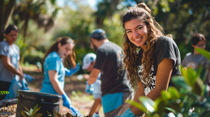 Young people volunteer, building and arranging parks, and picking up litter