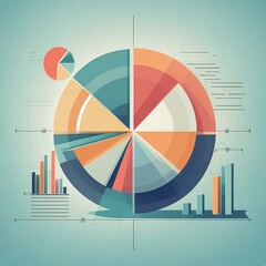 Modern infographic elements with pie chart and bar graphs