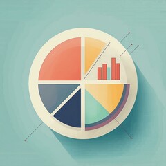 Colorful pie chart infographic with shadow effect