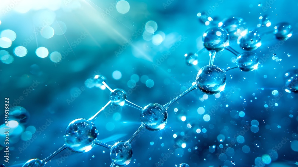 Aufkleber futuristic depiction of blue molecular structures in a vibrant setting. ideal for science and techno