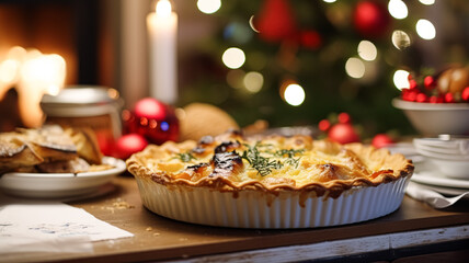 Christmas pie, holiday recipe and home baking, meal for cosy winter English country dinner in the cottage, homemade food and british cuisine inspiration