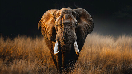 Naklejka premium African Elephant at Sunset in the Wild