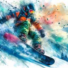 Snow board, snowboard descent