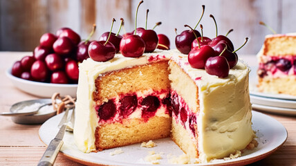 Cherry cake, holiday baking and English country cottage pudding recipe idea