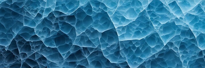 Captivating Winter Beauty: Natural Blue Ice Texture with Intricate White Cracks. Perfect for Seasonal Backgrounds, Mockups, and Ice Banners.