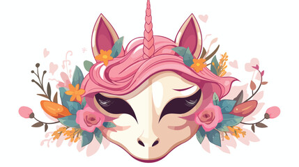 Vector unicorn mask photo booth props. Pink fancy s