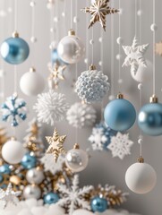 Fototapeta premium Christmas background. Festive New Year poster and banner, greeting card. Xmas decoration element. Festive Merry Christmas and Happy new year