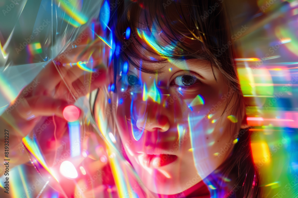 Poster curious minds exploring the properties of light through optical experiments and activities, bending 