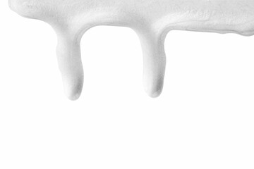 Nail polish with glitter flowing on white background