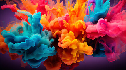 Vibrant blobs of paint collide and merge, giving birth to an explosive and visually stunning abstract creation.