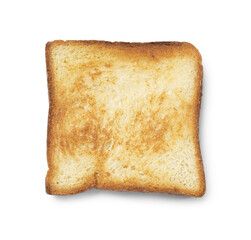 One piece of fresh toast bread isolated on white, top view