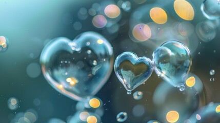  Small bubbles with heart bubble with copy space